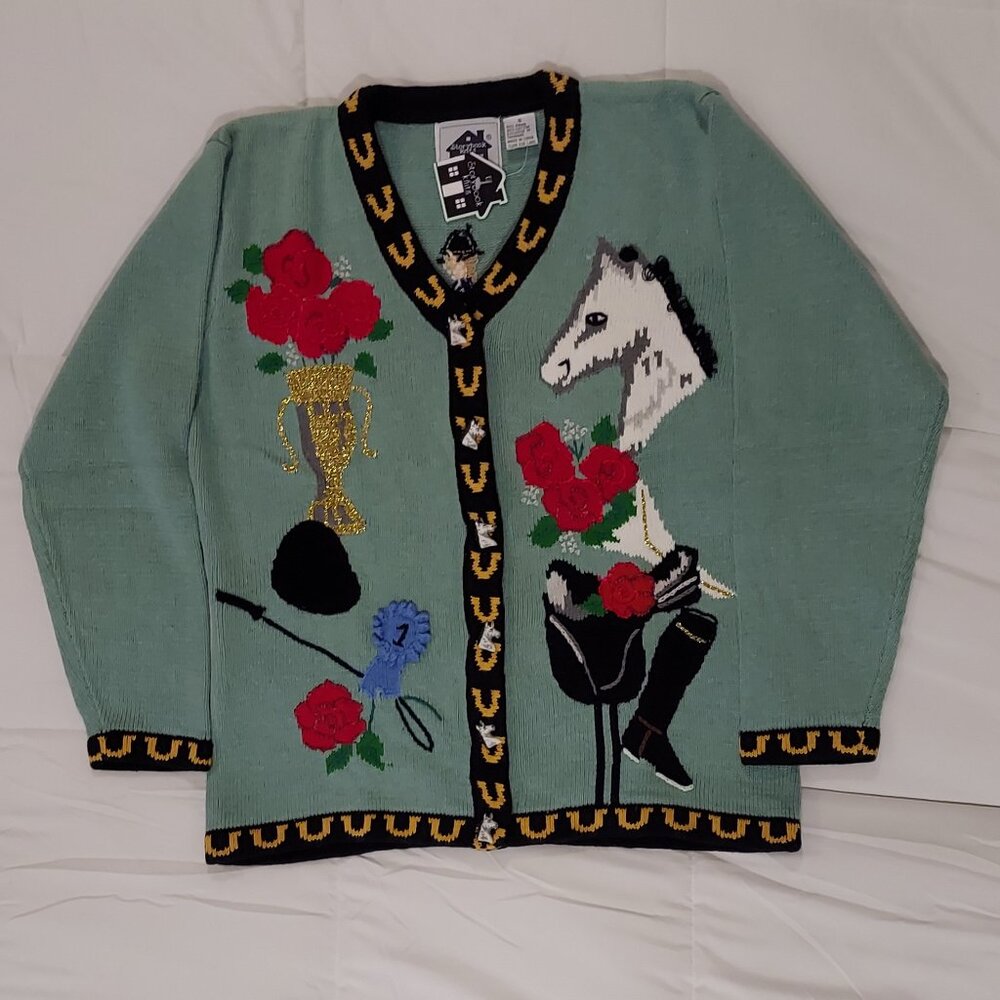 NWT Beautiful Ornate Equestrian/Horseshow Sweater by Storybook Knits Size S